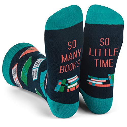 Lavley Book and Reading Socks for Adults - Funny Gifts for Reader - Unisex for Men and Women, One Size (US, Alpha, One Size, Regular, Regular, So Many Books So Little Time) - Image 1