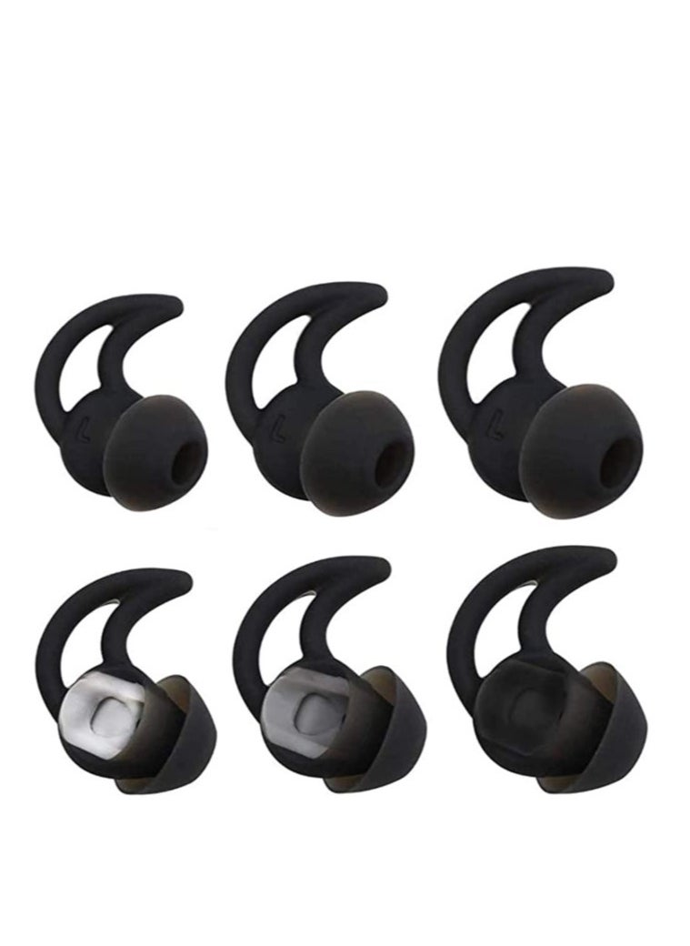KASTWAVE Replacement Noise Cancelling Silicone Earbuds, Double Flange Earplug Tips 3 Pairs Size S M L for Bose QC30 Quiet Control 30 QC20 SIE2 IE3 Soundsport Wireless Earphones (Black)  - Image 1