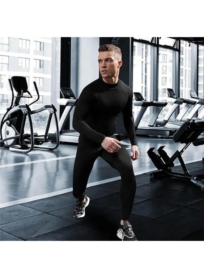 Men's Turtleneck Fitness Long Sleeves, Turtle Neck Compression Shirts for Men, Compression Long Sleeve Men - Image 2