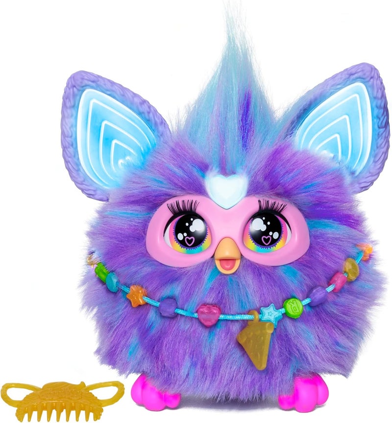 Furby Purple, 15 Fashion Accessories, Interactive Plush Toys for 6 Year Old Girls & Boys & Up, Voice Activated Animatronic - Image 1