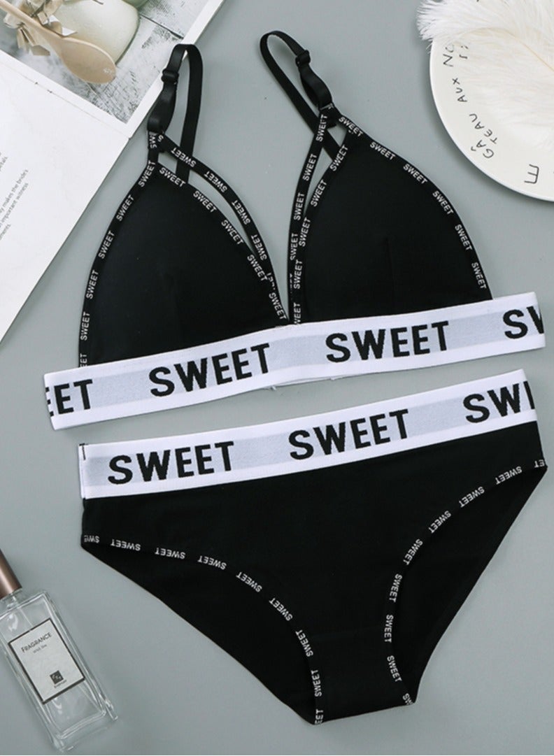 Black Bikini Set with Wide Bottom and Bra 