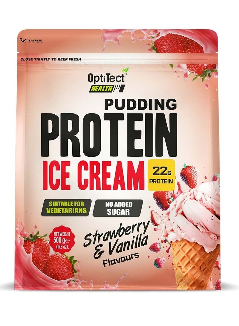 أوبتيتيكت مزيج بودنغ البروتين الصحي والآيس كريم، بنكهة الفراولة، ٥٠٠ غرام | حلوى غنية بالبروتين | بدون إضافة سكر - Image 1