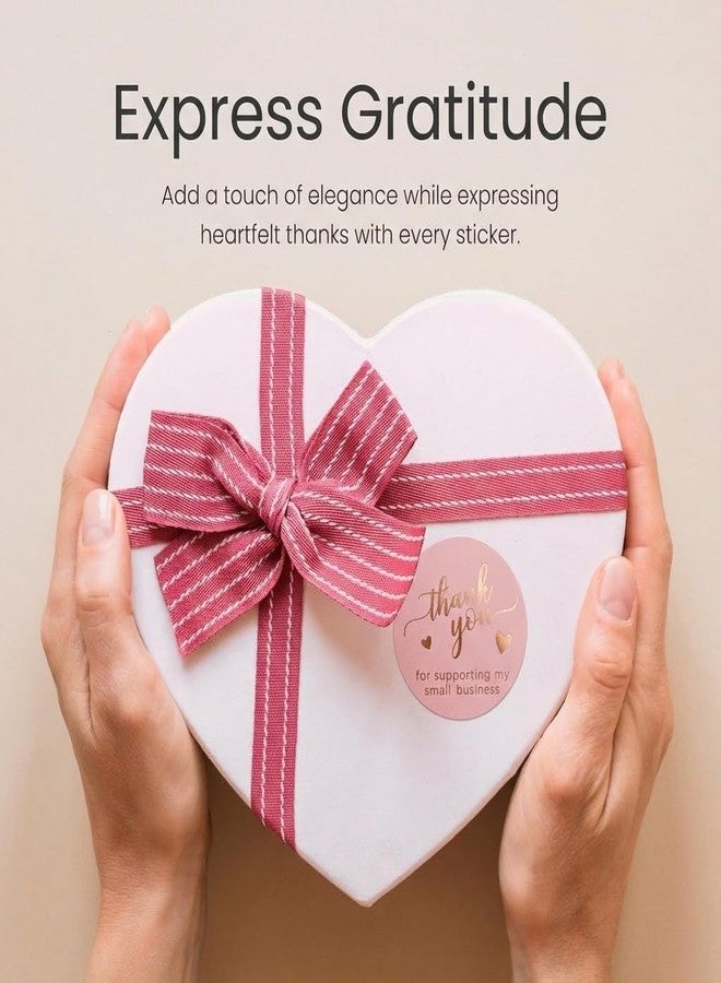 IBAKE 500 Pcs Thank You Stickers, 1.5 Inch Pink and Rose Gold Thank You Stickers for Small Business, Self-Adhesive & Waterproof Stickers with Beautiful Designs, Strong and Durable Envelope Seals - Image 4
