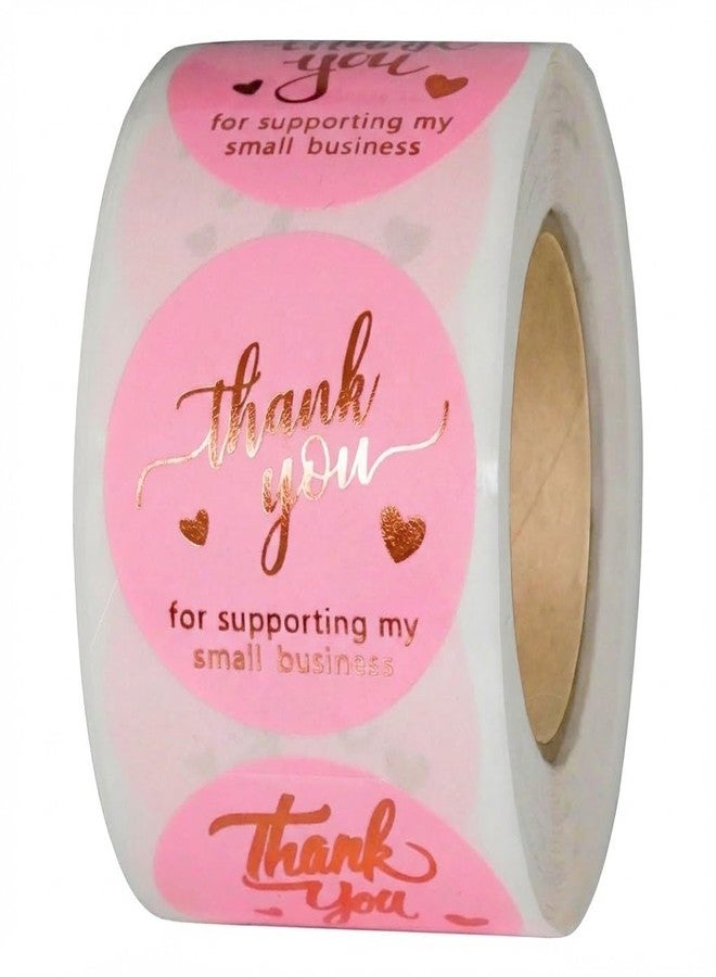 IBAKE 500 Pcs Thank You Stickers, 1.5 Inch Pink and Rose Gold Thank You Stickers for Small Business, Self-Adhesive & Waterproof Stickers with Beautiful Designs, Strong and Durable Envelope Seals - Image 1