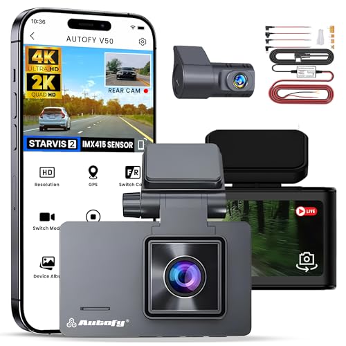 Autofy V50 Car Dash Camera 4K Ultra HD (8MP) Front 2K QHD (4MP) Rear STARVIS 2 IMX415 Sensor Dual Channel Super Capacitor Night Vision 24H Parking Monitor G-Sensor (Free Acc Kit & 24 Months Warranty) - Image 1