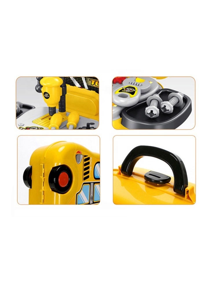 مجموعة ألعاب أدوات للأطفال – حقيبة أدوات بشكل باص ومجموعة عمل تعليمية – حقيبة أدوات محمولة للبنين والبنات - Image 4