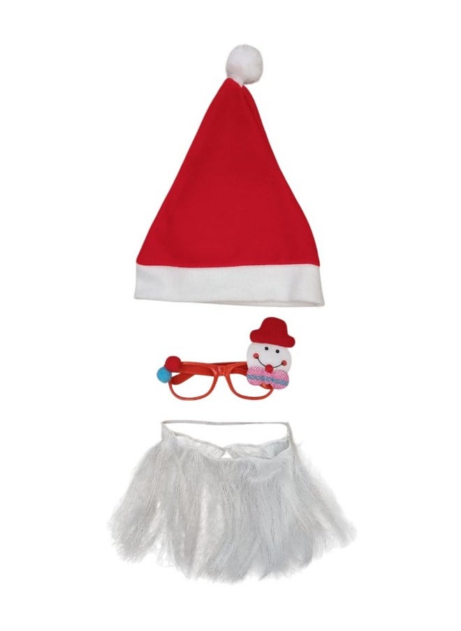 BookMyCostume - BookMyCostume Christmas Accessory Combo for Boys- Christmas Snowman Santa Eye Glasses Prop with Santa Cap & Beard for Boys - Image 1