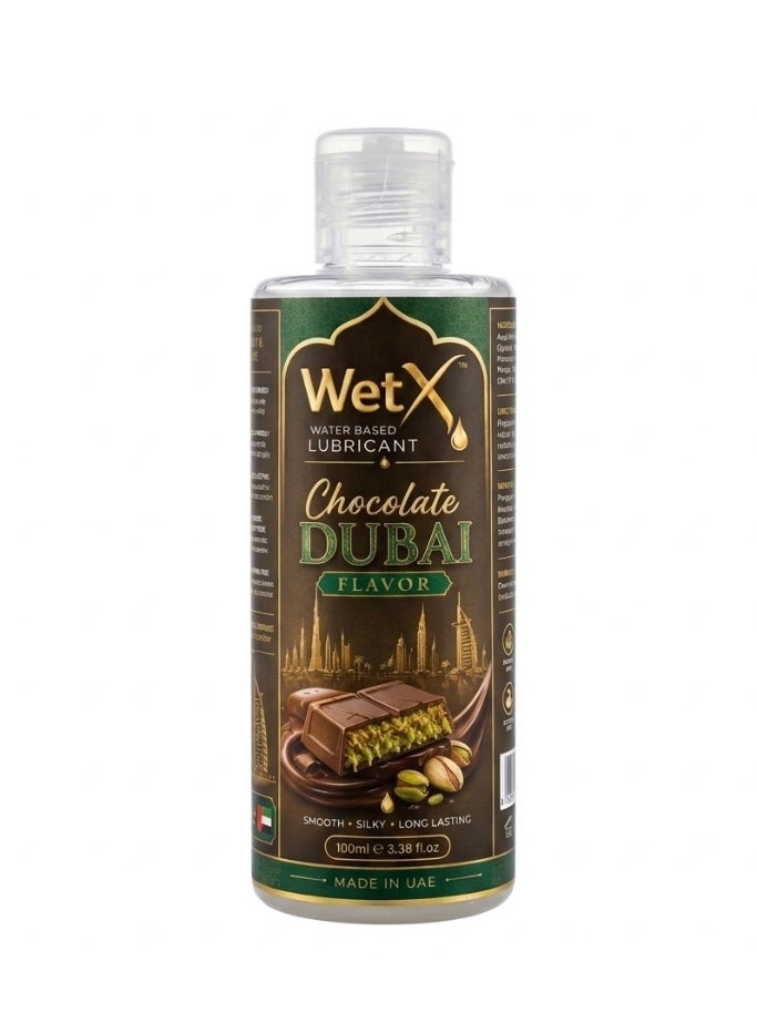 WetX Premium Dubai Chocolate Flavored Water Based Lubricant (100ml) | Long Lasting Pleasure - Natural Feeling - Smooth & Silky - Image 1