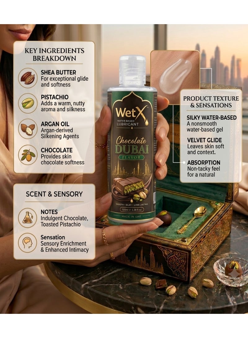 WetX Premium Dubai Chocolate Flavored Water Based Lubricant (100ml) | Long Lasting Pleasure - Natural Feeling - Smooth & Silky - Image 3