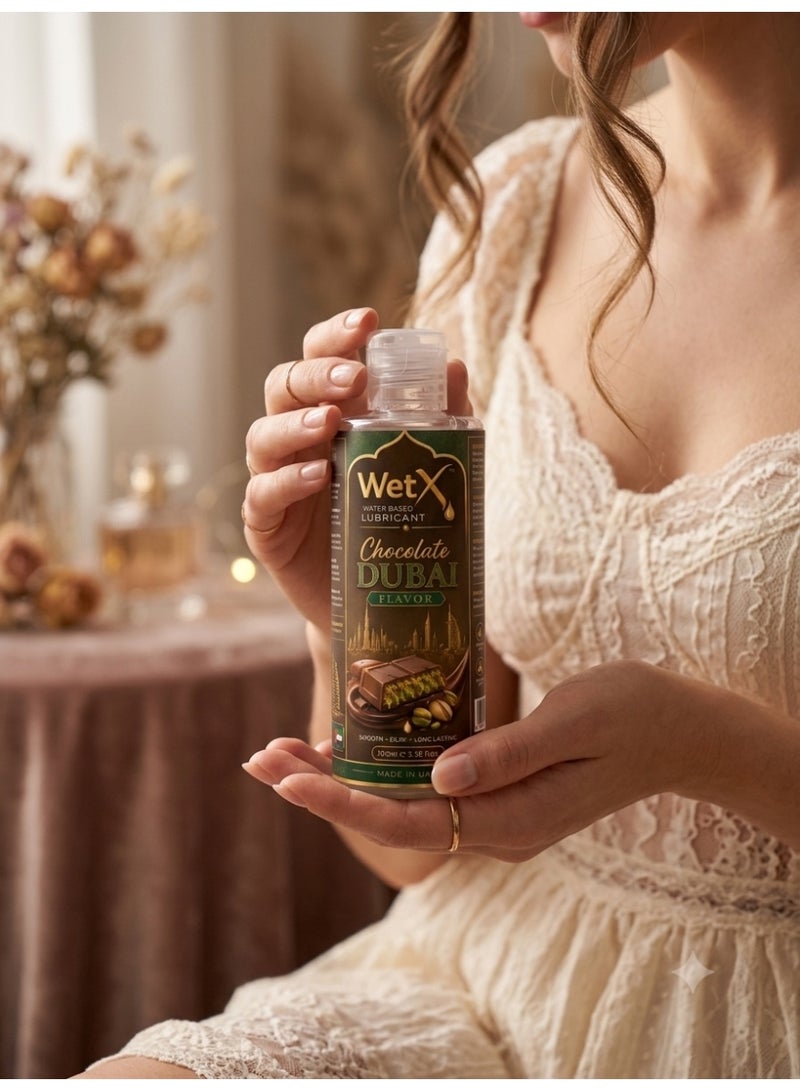 WetX Premium Dubai Chocolate Flavored Water Based Lubricant (100ml) | Long Lasting Pleasure - Natural Feeling - Smooth & Silky - Image 4