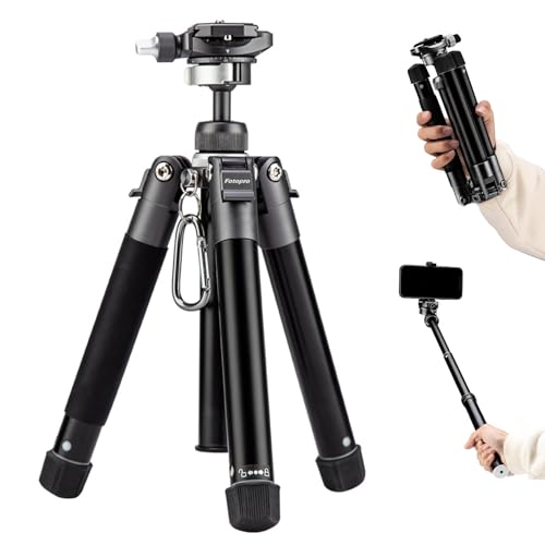 Fotopro Free-1 5ft Compact Mini Travel Tripod | Lightweight Foldable Aluminum Tripod with Monopod, 360 Degree Ball Head Phone Mount for Selfie Vlog, DSLR Camera | Payload 4Kg | Slate Gray - Image 1