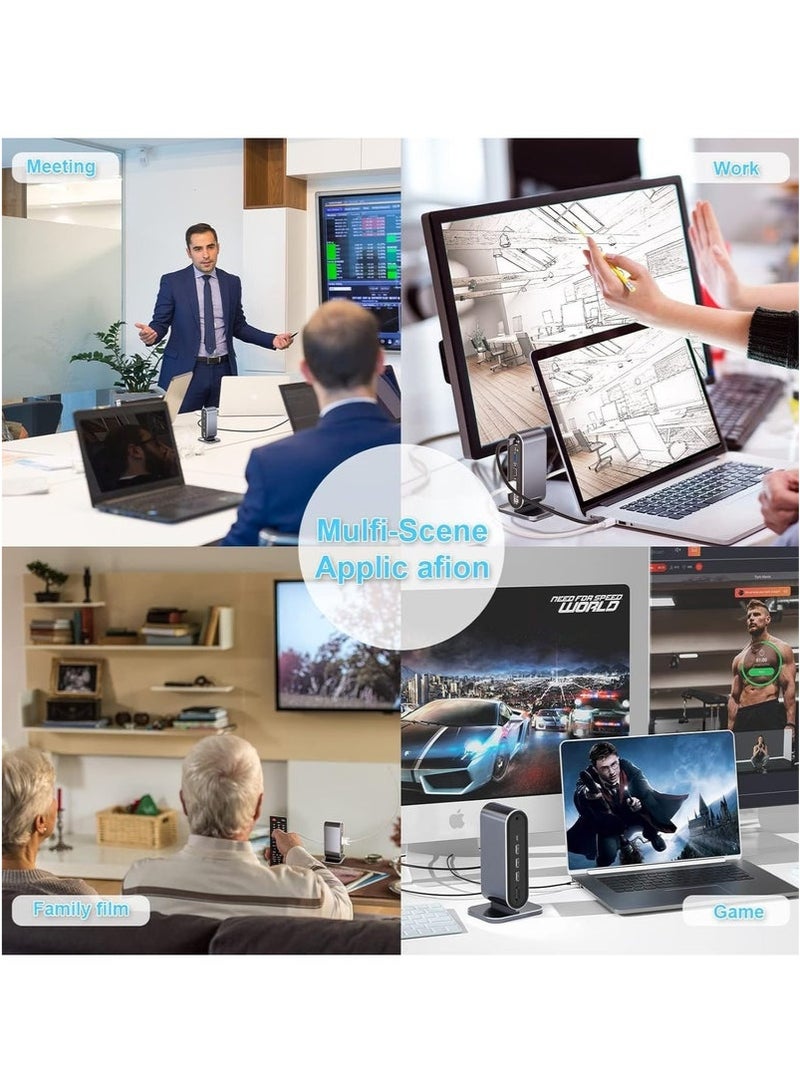 Arabest 12-in-1 USB C Docking Station - USB C Hub Dock Laptop Display Docking Station Universal Port with 4K HDMI Monitor,100W PD,Ethernet,4K VGA,Audio,SD/TF,USB 3.0 Adapter for Windows Mac Computer - Image 5