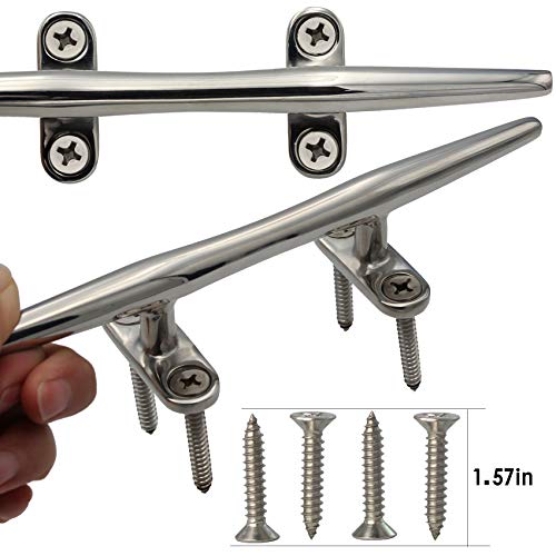 VEITHI Boat Cleats Dock Cleats 8 inch 316 Stainless Steel, Boat Dock Cleats Open Base, Boat Cleat Marine Cleats with Hardware, Rope Cleat for Boat/Yacht/Deck/Nautical Decor (4 Pack) - Image 2