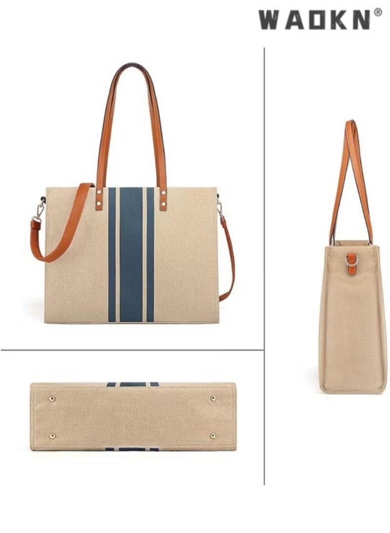 WAOKN Multi-functional Women's Handbag & Messenger Bag for Laptops, Large Capacity Notebook Sleeve, Fits 15.6-inch Tablet, with Digital Accessories Storage Compartment, Stylish Hand-held Bag - Image 2