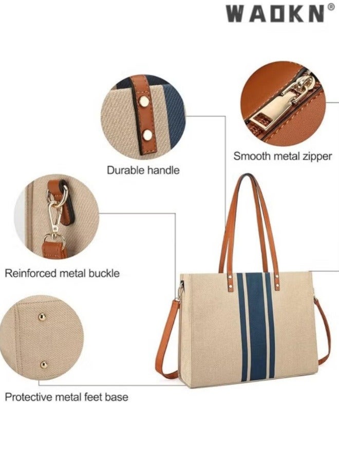 WAOKN Multi-functional Women's Handbag & Messenger Bag for Laptops, Large Capacity Notebook Sleeve, Fits 15.6-inch Tablet, with Digital Accessories Storage Compartment, Stylish Hand-held Bag - Image 3