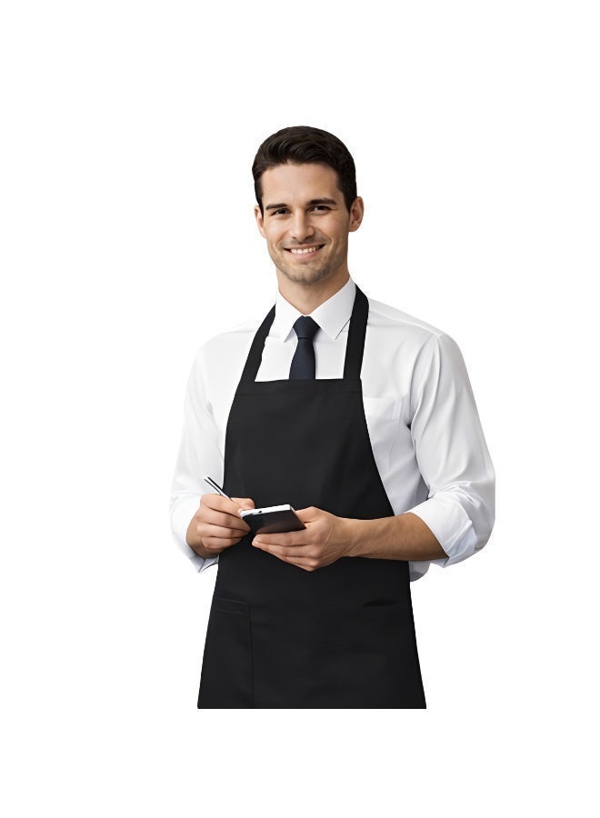 BharatHomes Long Black Polyester Apron – Professional Work Uniform for Restaurant, Hotel, Waiter, Waitress, Bartender, Lounge, Bistro & Diner Staff - Image 1