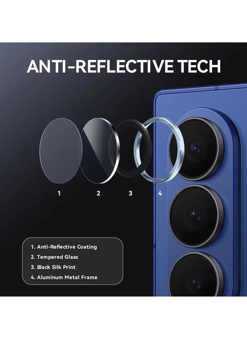 Wtech Samsung Galaxy Z Fold7 5G 2025 Premium Alloy Ring Camera Lens Tempered Glass Protector Shield (MLGICR) - Clear/Blue - Image 3