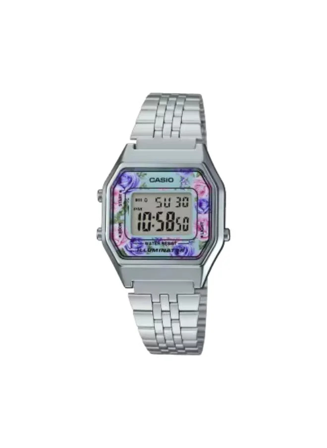 CASIO Women's Digital Display Watch With Silver Stainless Steel Strap - LA680WA-2CDF