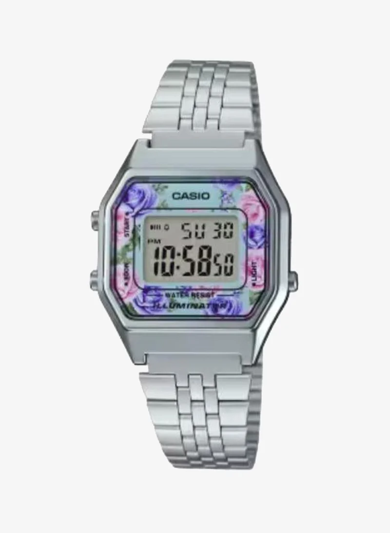CASIO Women's Digital Display Watch With Silver Stainless Steel Strap - LA680WA-2CDF