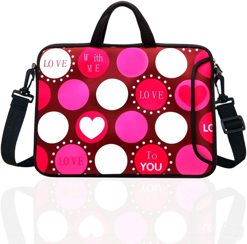 TAIDY 10-Inch Laptop Shoulder Bag Sleeve Case with padded handle for 9.6” 9.7" 10" 10.1" 10.5" Ipad/Netbook/Tablet/Reader (Red Heart) - Image 1