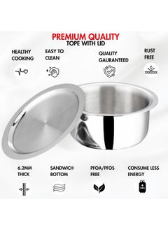 VINOD Vinod Platinum Triply Stainless Steel Tope with Stainless Steel Lid 3.5 litres Capacity (20 cm Diameter) - Silver (Induction and Gas Stove Friendly), 5 Years Warranty  - Image 3