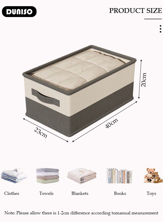 DUNISO 3 Pieces Foldable Closet Storage Organizer, Washable Closet Storage Boxes with Carrying Handles, Stackable Wardrobe Clothes Organizer, Closet Storage Basket, Cube Storage Bin for Clothes Wardrobe Home Bedroom Office(40*23*20cm)  - Image 4