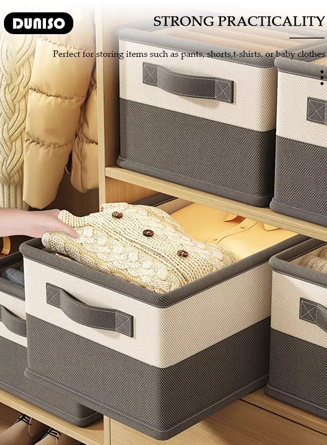DUNISO 3 Pieces Foldable Closet Storage Organizer, Washable Closet Storage Boxes with Carrying Handles, Stackable Wardrobe Clothes Organizer, Closet Storage Basket, Cube Storage Bin for Clothes Wardrobe Home Bedroom Office(40*23*20cm)  - Image 5