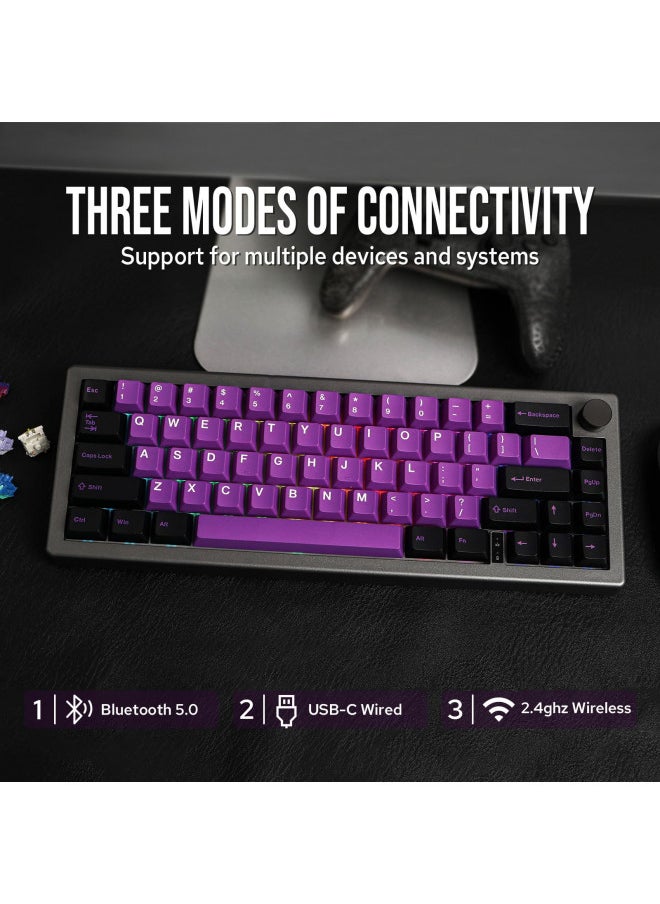 EPOMAKER - EPOMAKER EK68 65% Gasket NKRO Hot Swappable 2.4Ghz/Bluetooth 5.0/USB-C Wired Mechanical Gaming Keyboard with Knob, South-Facing LED, 3000mAh Battery, RGB Backlight for Win/Mac (Flamingo Switch) - Image 1