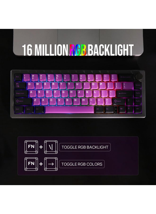 EPOMAKER - EPOMAKER EK68 65% Gasket NKRO Hot Swappable 2.4Ghz/Bluetooth 5.0/USB-C Wired Mechanical Gaming Keyboard with Knob, South-Facing LED, 3000mAh Battery, RGB Backlight for Win/Mac (Flamingo Switch) - Image 1