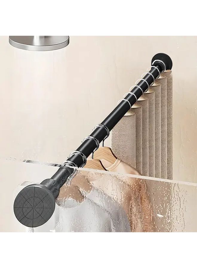 Deep Black Adjustable No Drill Shower Curtain Rod 27.56 to 47.24 Inch Heavy Duty Metal and Plastic - Image 1
