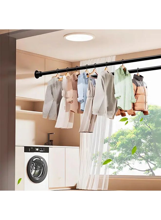 Deep Black Adjustable No Drill Shower Curtain Rod 27.56 to 47.24 Inch Heavy Duty Metal and Plastic - Image 4