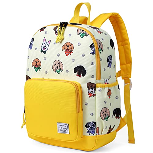 VASCHY Kids backpacks, Cute Lightweight Water Resistant Toddler Preschool Backpack for Boys and Girls Chest Strap Yellow Puppies - Image 1