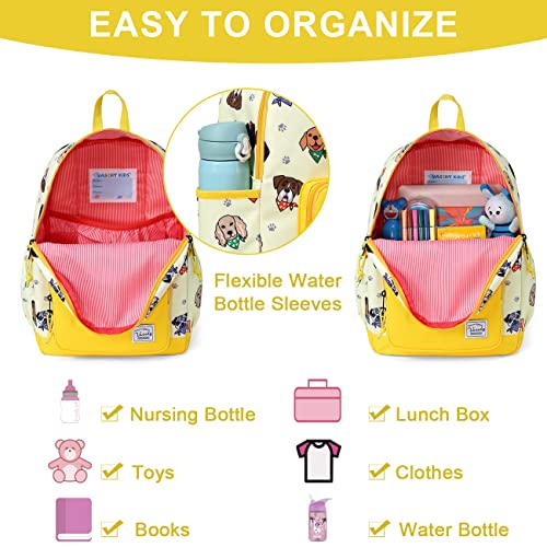 VASCHY Kids backpacks, Cute Lightweight Water Resistant Toddler Preschool Backpack for Boys and Girls Chest Strap Yellow Puppies - Image 4