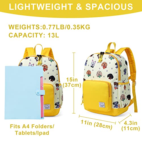 VASCHY Kids backpacks, Cute Lightweight Water Resistant Toddler Preschool Backpack for Boys and Girls Chest Strap Yellow Puppies - Image 2