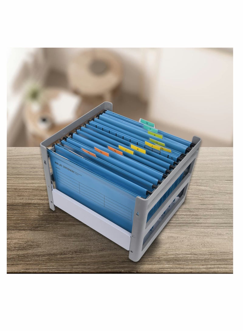 Generic A4 Suspension Files,Polypropylene Filing Cabinet Suspension Files with Tabs and Card Inserts for School Home Work Office Organization (12PCS Blue) - Image 5