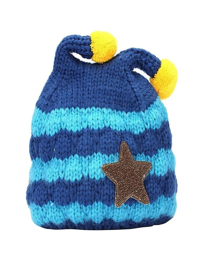 Krystle Baby Boys & Girls Winter Warm Knitting Woolen Bee Style Striped Hat & Scarf (Blue)-(1-4 Years) - Image 4