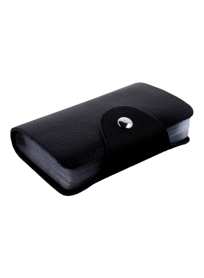NIBEMINENT Leather Card And ID Case Black 