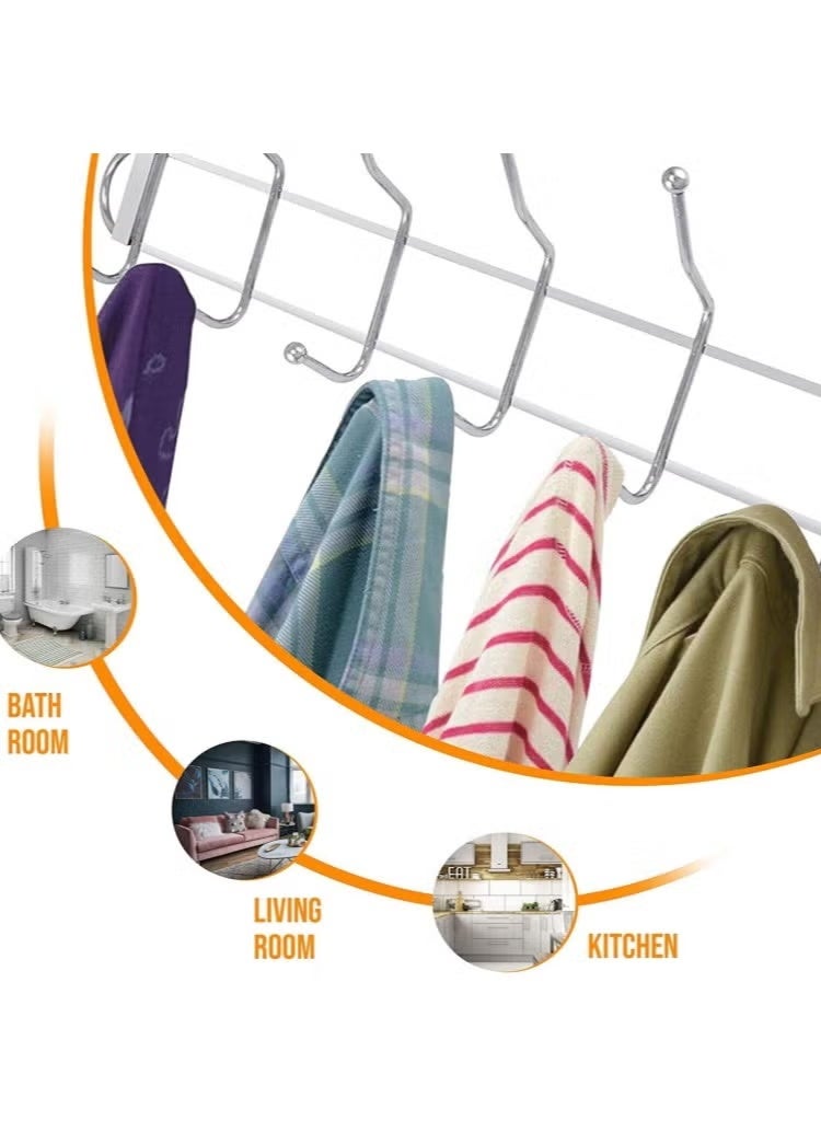 (عدد 2 قطع) شماعات ملابس للباب - شماعات ملابس معدن مانعة للانزلاق، متينة وشديدة التحمل، شماعات بالطو وملابس -شماعات معدنية للغسيل وللكبار - شماعة باب تعليق للهدوم والملابس - شماعة تعليف باب حمام وغرف النوم - شماعت تعليق لضرفة الباب -شماعة للتعليق فوق الباب معدنية من 12 خطافات منظمة للفوط والملابس والمفاتيح والارواب والطواقي-شماعات من المعدن تعلق على الباب مع 12 خطافات، مناسبة للفوط والبالطو والملابس والطواقي وغرفة النوم والحمام-علاقات باب لتعليق المعاطف رف مناشف فوق الباب للطواقي والمعاطف والجواكيت والشنط والسكارف والحزام والمظلات - Image 5