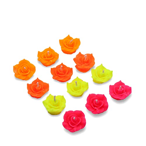 ROKOO Diwali Diya Decoration Floating Rose Flower Candle in Bulk | 12Pcs, Smokeless, Dripless & Long Lasting Candle | Water lamp Candles for Home, Pool, Weddings, Deepawali Decor, Cafe & Spa - Image 3
