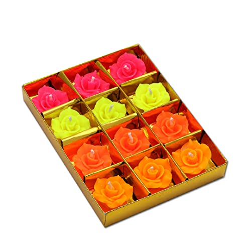 ROKOO Diwali Diya Decoration Floating Rose Flower Candle in Bulk | 12Pcs, Smokeless, Dripless & Long Lasting Candle | Water lamp Candles for Home, Pool, Weddings, Deepawali Decor, Cafe & Spa - Image 2