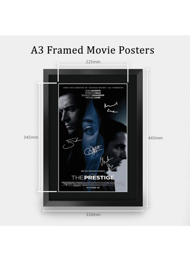 HWC Trading HWC Trading The Prestige The Cast Christian Bale Hugh Jackman 16 x 12 inch Framed Gifts Printed Poster Signed Autograph Picture for Movie Memorabilia Fans - 16" x 12" Framed  - Image 2