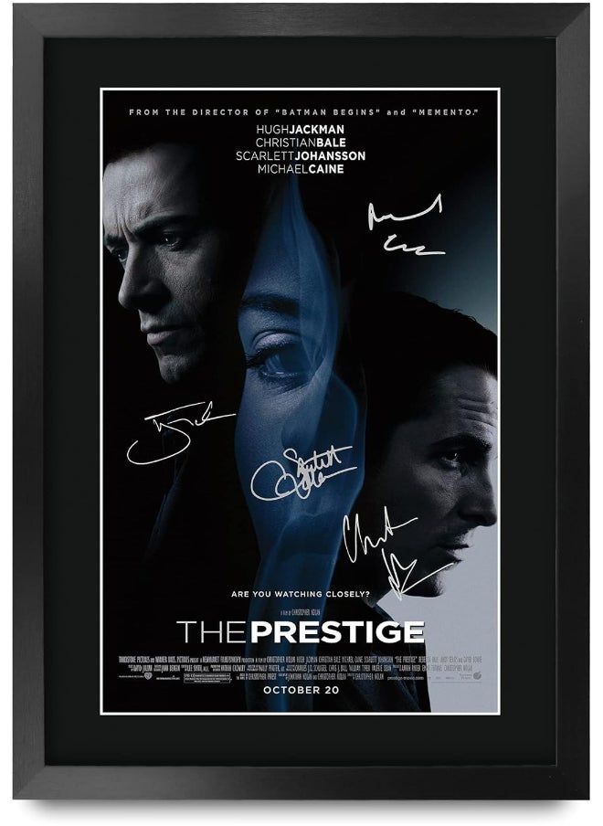 HWC Trading HWC Trading The Prestige The Cast Christian Bale Hugh Jackman 16 x 12 inch Framed Gifts Printed Poster Signed Autograph Picture for Movie Memorabilia Fans - 16" x 12" Framed  - Image 1