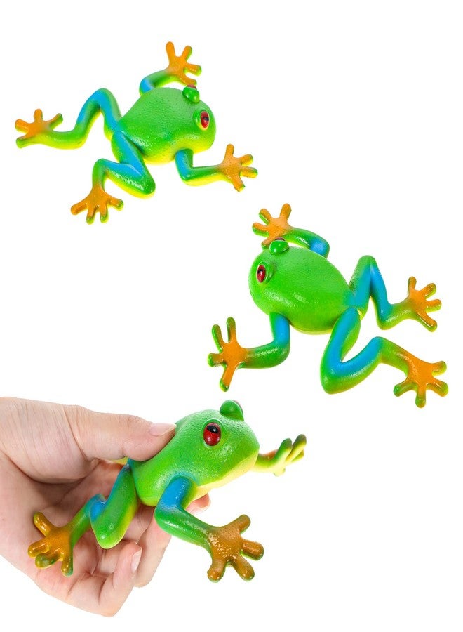 Chalyna 3 Pcs Passover Frog Toys Rubber Frogs for Kids Realistic Amphibian Figurines Simulation Animal Model Soft Stretchy Spoof Vent Stress Toy Animal Party Decor Passover for Relief Seder Gifts - Image 1