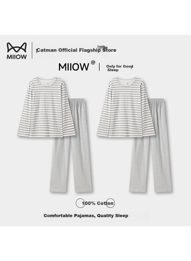 MIIOW Pure Cotton Couple Pajamas Casual And Simplezebra Pattern Long Sleeve Round Neck Home Wear Set - Image 1