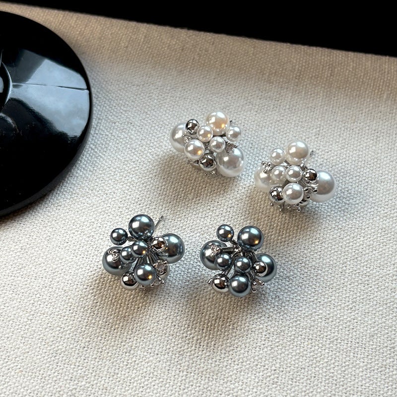 Gold Electroplated Pearl Stud Earrings with 5A Cubic Zirconia - Image 5