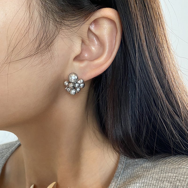 Gold Electroplated Pearl Stud Earrings with 5A Cubic Zirconia - Image 4