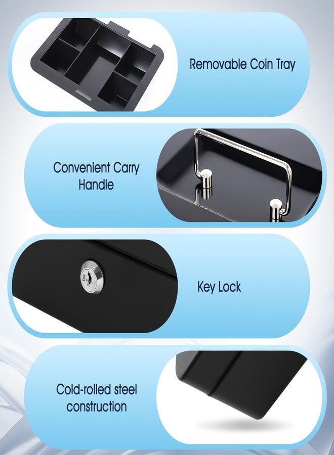 KYODOLED Metal Cash Box with Key Lock & Money Tray - Secure Safe for Home, Office & Events, Ideal for Cash, Meds & Small Items, 7.87" x 6.30" x 3.35", Black, 2PACK - Image 3