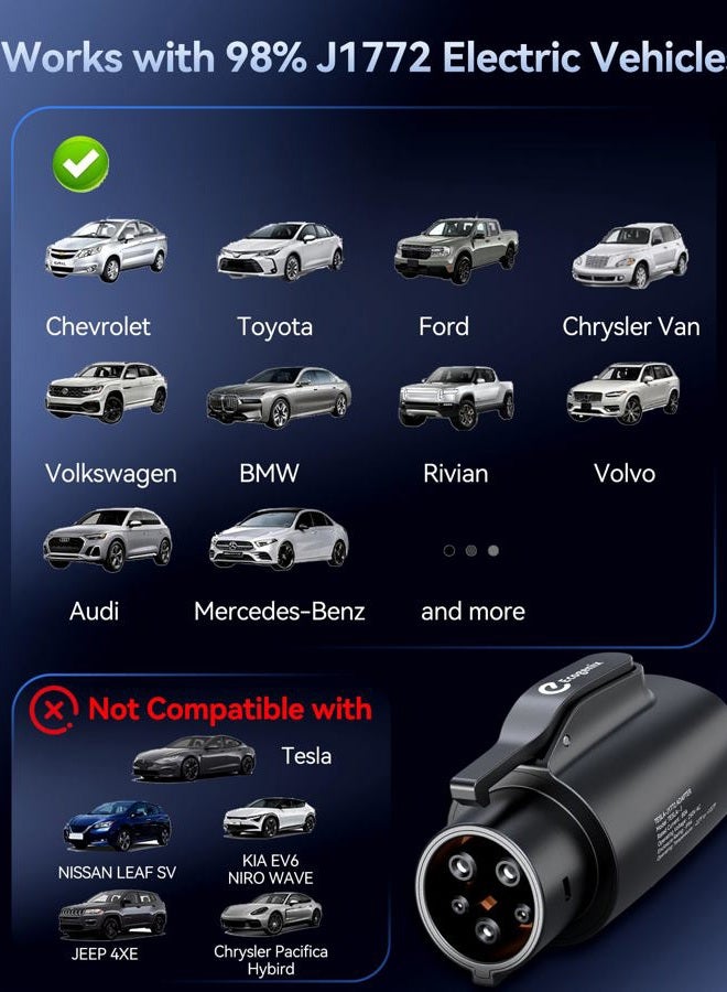 Ecogenix 2025 Ecogenix Tesla to J1772 Charging Adapter (Max 80A, 240V), NACS to J1772 Adapter, J1772 EVs Adapter, Compatible with Tesla Wall Connector/Destination/Mobile Charger (for J1772 EVs Only) Black - Image 5