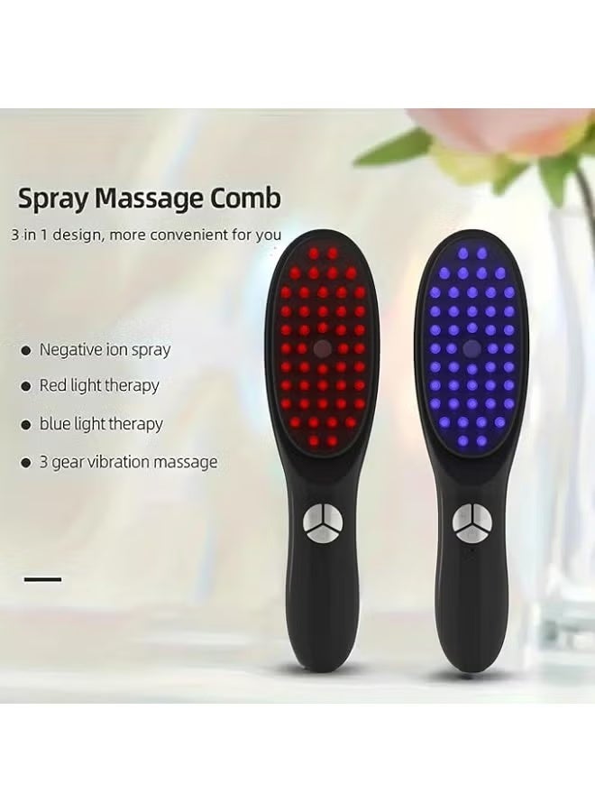 فرشاة نمو الشعر، مشط تدليك فروة الراس بالاهتزاز والبخار للعلاج بالضوء الاحمر/الازرق، فك تشابك الشعر الكثيف/المجعد/الناعم، وتحفيز نمو الشعر - كود 6931 - Image 5
