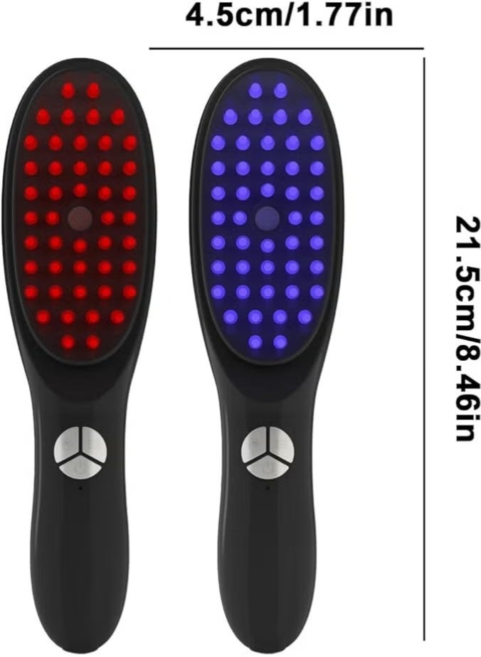 فرشاة نمو الشعر، مشط تدليك فروة الراس بالاهتزاز والبخار للعلاج بالضوء الاحمر/الازرق، فك تشابك الشعر الكثيف/المجعد/الناعم، وتحفيز نمو الشعر - كود 6931 - Image 3